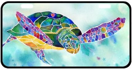 6.1" X 11.8" Colorful Sea Turtle Art Painting Printed License Plate Cover for Car,Car Tag,Auto Tag
