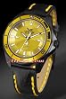 Vostok-Europe "K-3 Submarine" - Gold Dial / Black Leather Strap / Black IP Case