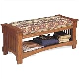 Powell 350 Upholstered Entryway Bench, Mission Oak