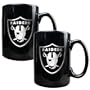 NFL Oakland Raiders Two Piece Black Ceramic Mug Set - Primary Logo