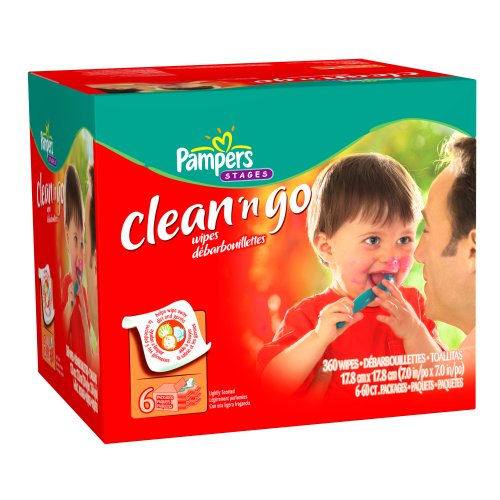 Pampers Clean 'n Go Baby Wipes, 60-Count Resealable Packages (Pack of 6) (360 Total Wipes)