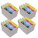 T 715 - 4 sets of 4 Multipack Epson Compatible Ink Cartridges for Epson SX215 - ALSO COMPATIBLE WITH D120, D78, D92, DX400, DX4000, DX4050, DX4400, DX4450, DX5000, DX5050, DX6000, DX6050, DX7000, DX7400, DX7450, DX8400, DX8450, DX9400F, S20, S21, SX100, SX105, SX110, SX115, SX200, SX205, SX209, SX210, SX215, SX400, SX405, SX410, SX415, SX515W, SX600FW, SX610FW, BX300F, BX310FN, BX600FW Printers - Latest Version Double Capacity Inks - T715 T891 T892 T893 T894 T895 T711 T712 T713 T714 T715 (Contains 4x : T711 T712 T713 T714) - Cyan / Magenta / Yellow / Black - Multipack ***By TriINKS***