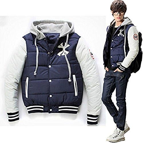 Merryfun New York Yankees Men's Hooded Baseball Style Coat Jacket (M, Dark Blue)