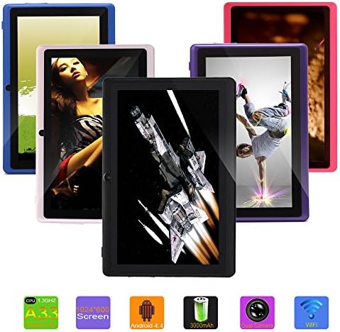 IRULU Upgraded Quad core 7" Android Tablet PC, 1024*600 HD Screen with 5 Point Capactive Touch, Android 4.4 KitKat OS, Dual Cameras(0.3/2MP) , 8GB Storage (Black)