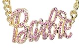 Nicki Miniaj Barbie Pink Crystal I.d. Bracelet Gold Tone