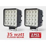 2pc Flood Wide Angle Beam Square 35W 2800lm High Power Work Light for Tractor Truck... by XKGLOW