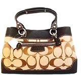 51RLWLbC5EL. SL160  Authentic Coach Signature Penelope Shopper Satchel Tote Handbag 14422 Khaki Mahogany Brown