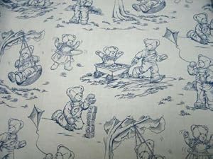 SheetWorld Fitted Oval (Stokke Mini) - Blue Teddy Toile - Made In USA