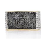 1.25cttw Natural White (SI-Clarity GH-Color) with Natural Treated Black Diamond Anniversary Men Ring in 10K Yellow Gold