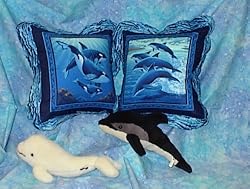 Dolphin and Orca Whale 16" Throw Pillow Set