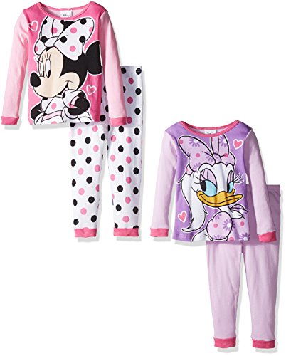 Disney Toddler Girls' Minnie Mouse 4-Piece Pajama Set, Assorted, 4T