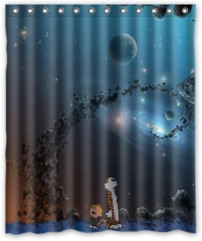 Bloomy Summer Calvin And Hobbes Christmas Gift Design Of Waterproof Bathroom Fabric Shower Curtain With 12Hooks (66X72Inch)