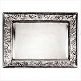 Antique Embossed Pewter Rectangular Tray