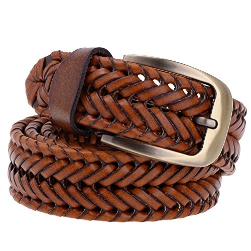 Vbiger Braided Women Belt Woven Belt Genuine Leather Brown and Black
