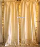 2 Cream Silk Sari Curtains, Drapes, Panels