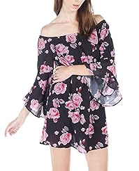 Sexy Strapless Chiffon Puff Sleeves General Print  Dress