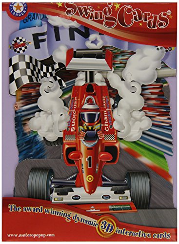 Santoro Interactive 3-D Swing Card,  Racing Car Greeting Card
