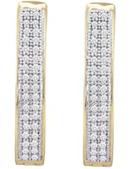 10K Yellow Gold 0.20CT White Diamond Micro-Pave Hoops
