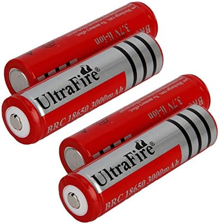 4Pcs 3.7V UltraFire 18650 3000mAH Rechargeable High Durable Battery Red