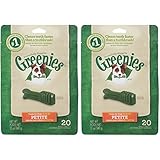 Greenies Dental Treats for Dogs, Petite, 40 Count (Pack of Two 12 Oz 20 Ct Bags)