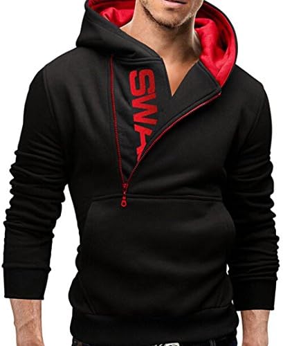 EKIMI Mens' Long Sleeve Hoodie Hooded Pocket Sweatshirt Tops Jacket (XL, Red)