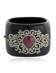 18kt Gold Diamond Pave Gemstone Bangle Bracelet Wedding Jewelry