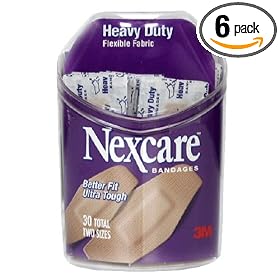 3M Nexcare Heavy Duty Flexible Fabric Bandages, Two Sizes, 30-Count Boxes (Pack of 6)