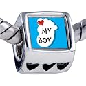 Heart Baby Boy Foot Blue Beads - Pandora Bead & Bracelet Compatible