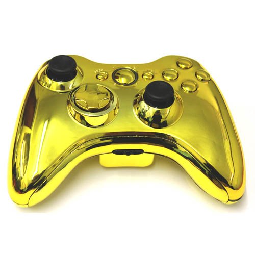 Mofun Chrome Golden Housing Shell Case for Xbox 360 Wireless Controller
