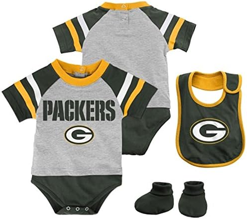 Green Bay Packers Infant Little Player Creeper, Bib & Bootie Set (0-3 Months)