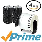 OfficeSmartLabels Brother Labels Compatible DK2205 DK-2205 Labels - With Reusable / Refillable Cartridge (4 Pack)