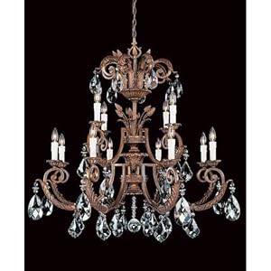 Savoy House Distressed Antique Bronze Twelve-Light Chandelier