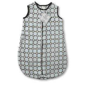 SwaddleDesigns zzZipMe Sack - Pastel Blue with Brown Mod Circles, 6-12 Months