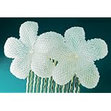 Plumeria Flower hair comb - pearly white beaded tropical flowers