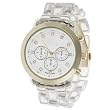 GP Designs Women's Rhinestone-accented Mother of Pearl Link Watch