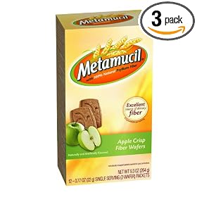 Metamucil Apple Crisp Fiber Wafers 12-packet - 9.3 oz package (Pack of 3)
