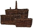 Country Hand Woven Rectangle Sapling Baskets Set / 3, Large=19"L x 16"W x 16"H