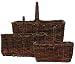 Country Hand Woven Rectangle Sapling Baskets Set / 3, Large=19"L x 16"W x 16"H