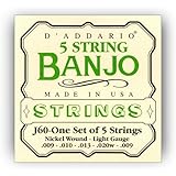 D'Addario J60 5-String Banjo Strings, Nickel, Light, 9-20