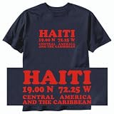 T-SHIRT NAVY BLUE  LONG - LAT HAITI 