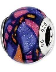 Sterling Silver Reflections Multicolor with Glitter Overlay Glass Bead