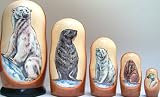 Russian Nesting Nested Stacking Doll Polar Bear, Walrus, Seal 5 Pc 7