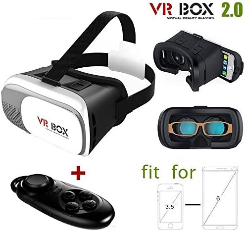 VR Headset,RQHdesign 3D VR Virtual Reality Headset for 4.0 - 6.0 inch Smartphones iPhone 6s 6 Plus Samsung Galaxy series for 3D Movies/Games (VR2+ControllerA)
