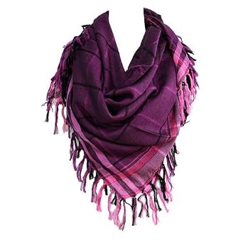 Stylish Dark Purple & Pink Fringed Scarf