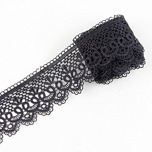 Yontree Floral Venise Lace Applique Bridal Wedding Applique Black 3 yards