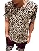 uxcell Men Short Sleeves Leopard Prints Stretchy T Shirt Beige Black M US 40