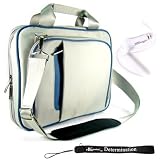 Kindle DX Case (Fits 9.7" Display) Kroo Blue and Gray Creamy Carrying Case with Optional Shoulder Strap + Includes a 4-inch Ebigvalue (TM) Determination Hand Strap + Includes a White Travel Car Charger (Accessory Pack is Also Compatible with New Kindle DX Wireless Reading Device 9.7" Display)