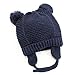 Baby Beanie Earflaps Hat - Infant Toddler Girls Boys Soft Warm Knit Hat Kids Winter Hat with Fleece Lining (Dark Blue,S)