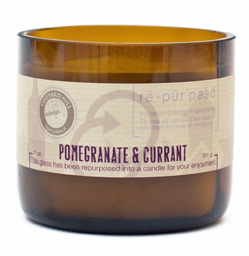 Vineyard Hill Naturals Repurposed Glass Jar Candle, 11-Ounce, Pomegranate and Currant