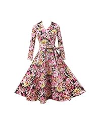 Floral Print Long Sleeves Vintage Belted Bridesmaid Dress/Party Dress 